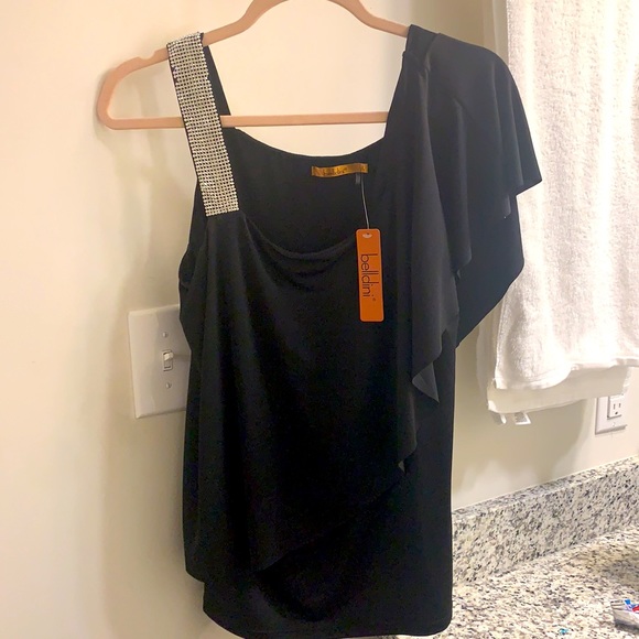 NWT large sexy rhinestone strap on one side , flounced perfectly to hide flaws - Picture 5 of 5